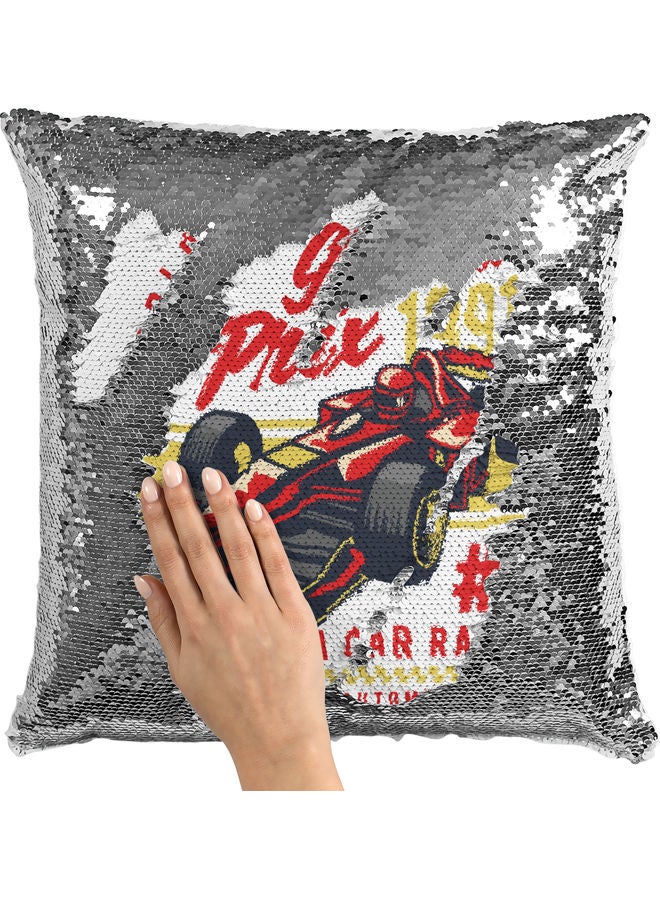 وسادة زينة مزينة بالترتر بتصميم جراند بريكس متعدد الألوان 40x40سم - Image 2
