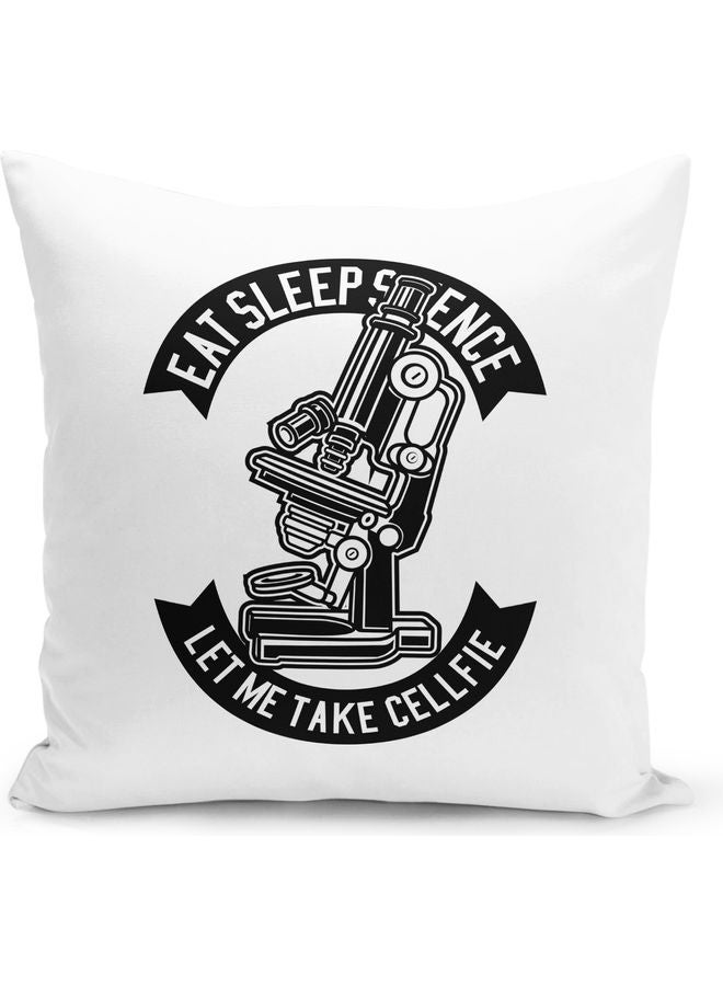 Eat Sleep Science Design Decorative Pillow White/Black - Image 1