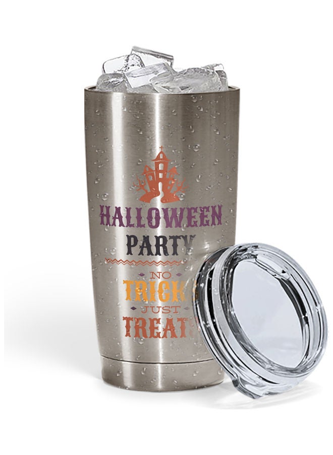 Halloween Party Printed Tumbler With Lid Silver/Black/Yellow - Image 2