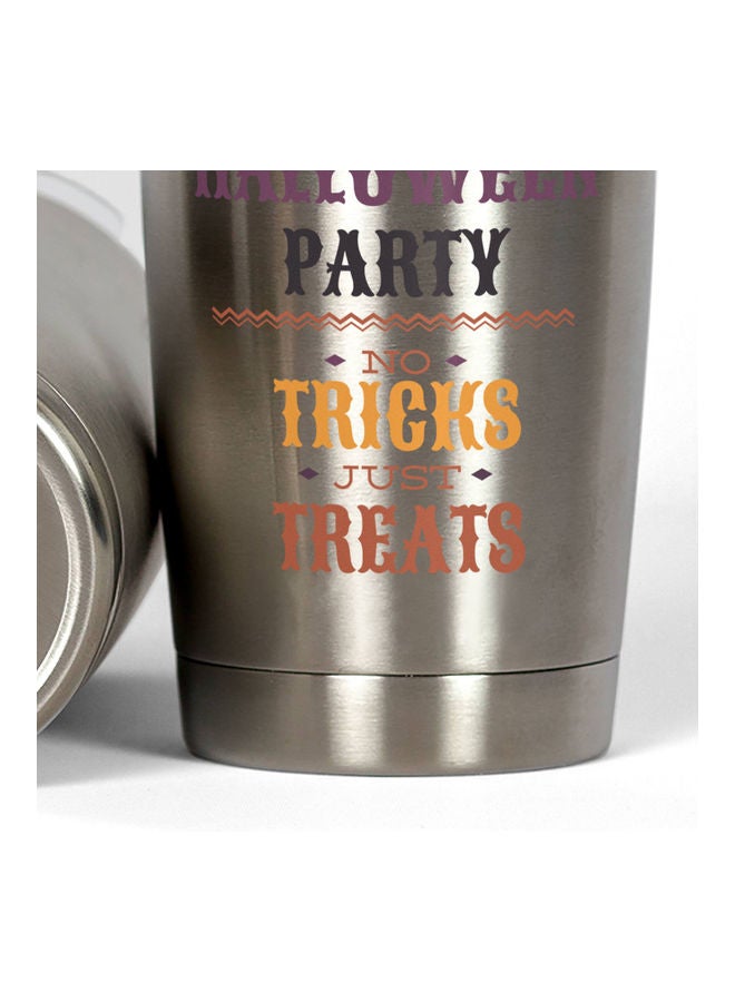 Halloween Party Printed Tumbler With Lid Silver/Black/Yellow - Image 3