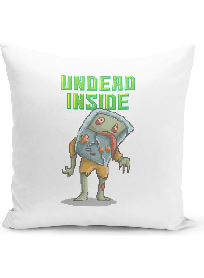 وسادة زينة للديكور بطبعة عبارة "Undead Inside" وصورة تعبر عنها أبيض/ أزرق/ أخضر 40x40سم - Image 1