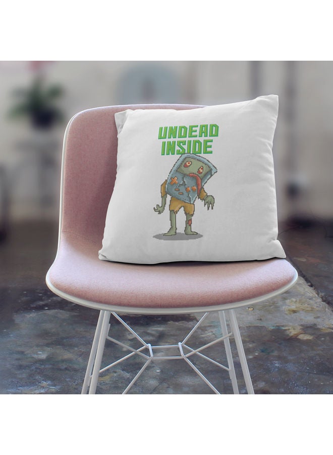 وسادة زينة للديكور بطبعة عبارة "Undead Inside" وصورة تعبر عنها أبيض/ أزرق/ أخضر 40x40سم - Image 3