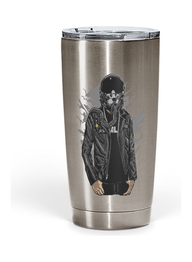 Gas Mask Stainless Steel Tumbler With Lid Silver/Black - Image 1
