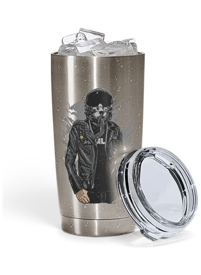 Gas Mask Stainless Steel Tumbler With Lid Silver/Black - Image 2