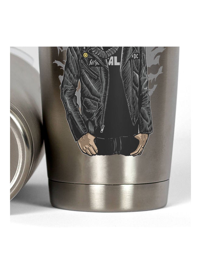 Gas Mask Stainless Steel Tumbler With Lid Silver/Black - Image 3
