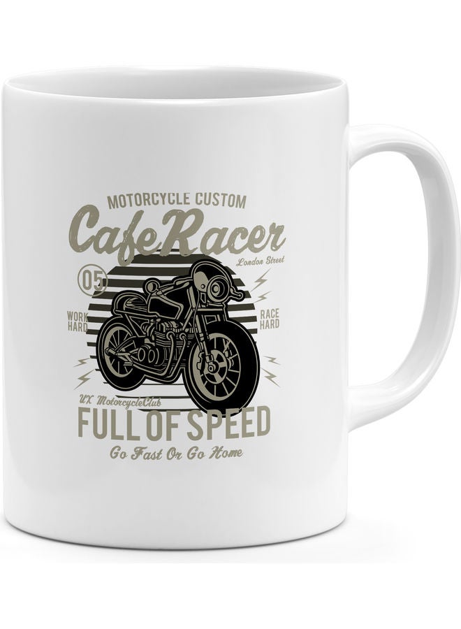 مج قهوة بتصميم مطبوع عليه عبارة "Cafa  Racer" متعدد الألوان - Image 1