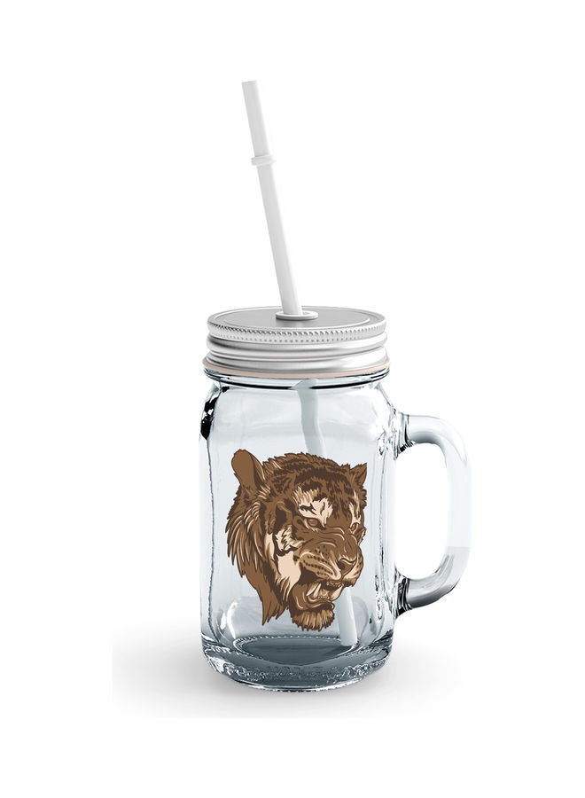 Mad Tiger Theme Printed Mason Jar Clear - Image 1