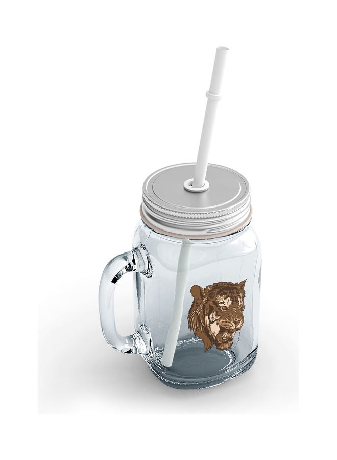 Mad Tiger Theme Printed Mason Jar Clear - Image 2