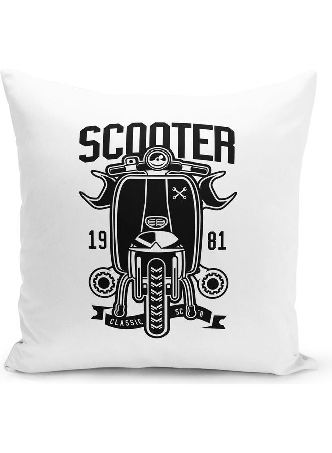 Scooter Printed Decorative Pillow White/Black - Image 1