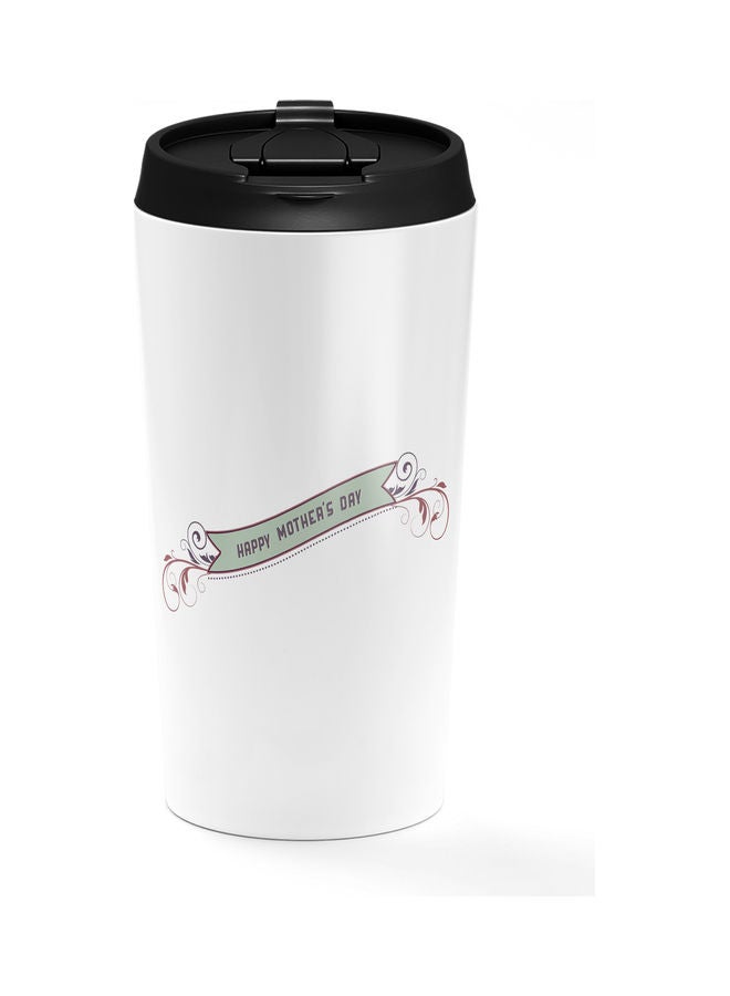 Double-Wall Stainless Steel Printed Tumbler with Lid White - Image 1