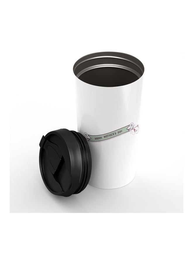 Double-Wall Stainless Steel Printed Tumbler with Lid White - Image 2
