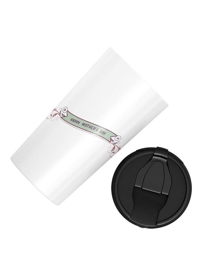 Double-Wall Stainless Steel Printed Tumbler with Lid White - Image 3