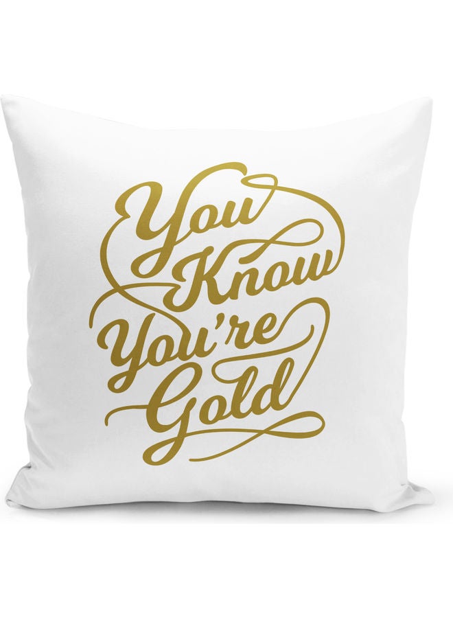 You Know Gold Printed Decorative Throw Pillow White/Gold 40x40cm - Image 1