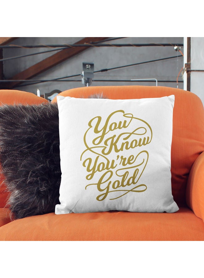 You Know Gold Printed Decorative Throw Pillow White/Gold 40x40cm - Image 2