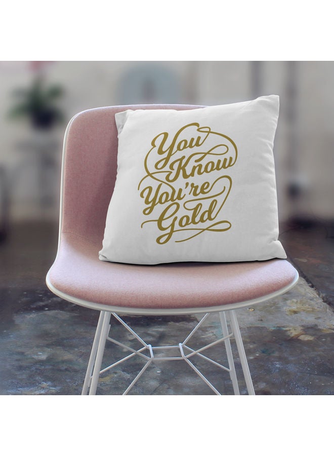 You Know Gold Printed Decorative Throw Pillow White/Gold 40x40cm - Image 3