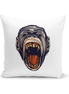 Gorilla Themed Decorative Throw Pillow White/Grey/Brown 40x40cm