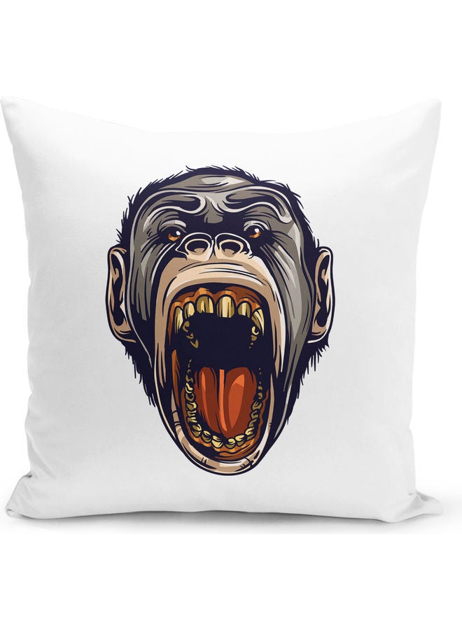 Generic - Gorilla Themed Decorative Throw Pillow White/Grey/Brown 40x40cm - Image 1