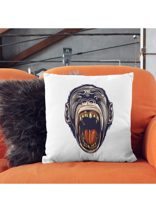 Generic - Gorilla Themed Decorative Throw Pillow White/Grey/Brown 40x40cm - Image 1