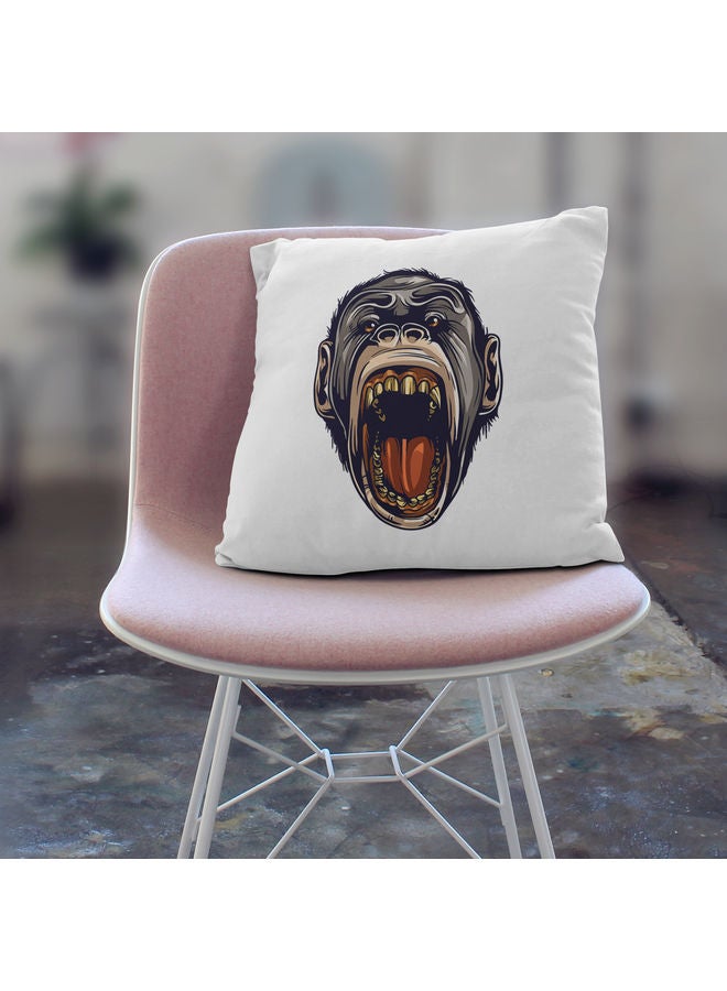 Generic - Gorilla Themed Decorative Throw Pillow White/Grey/Brown 40x40cm - Image 1