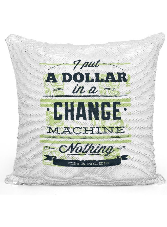 Dollar Change Sequin Decorative Throw Pillow White/Black/Silver 40x40cm - Image 1