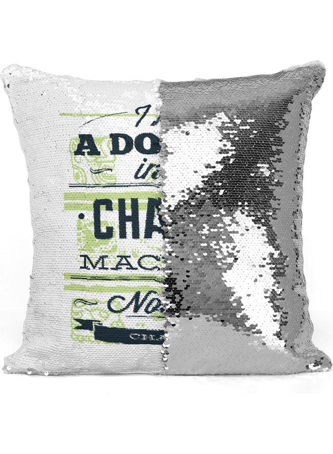 Dollar Change Sequin Decorative Throw Pillow White/Black/Silver 40x40cm - Image 3
