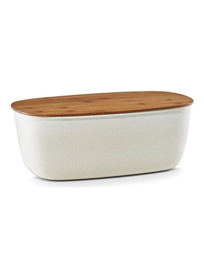 Zeller - Bread Box With Bamboo Lid White/Brown 10x14inch - Image 1