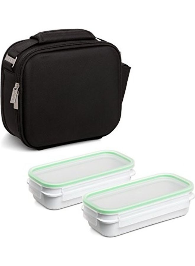 TATAY 2-Piece Urban Shell Food Kit With Waterproof Bag Black/White 28x13.5x23.5cm