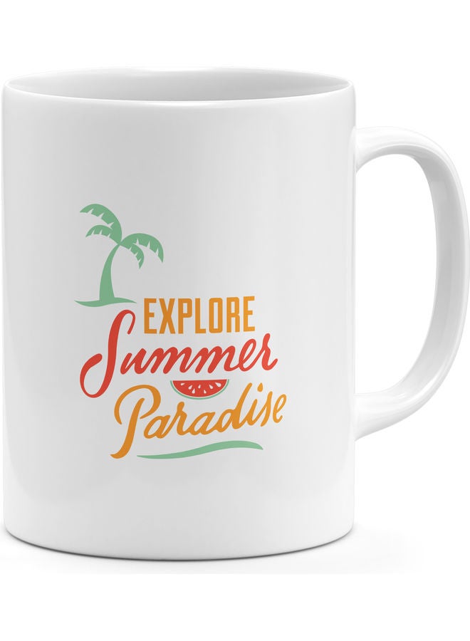 "مج قهوة بطبعة عبارة "Explore Summer Paradise" متعدد الألوان - Image 1