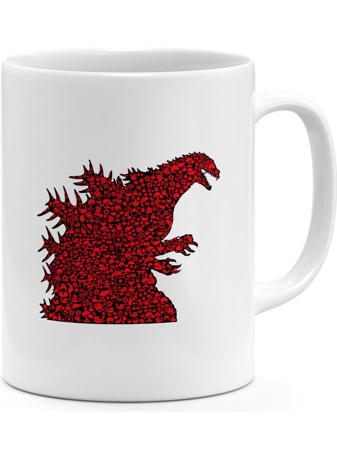 Godzilla Printed Coffee Mug White/Red - Image 1
