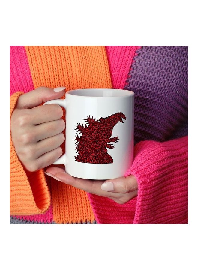 Godzilla Printed Coffee Mug White/Red - Image 2
