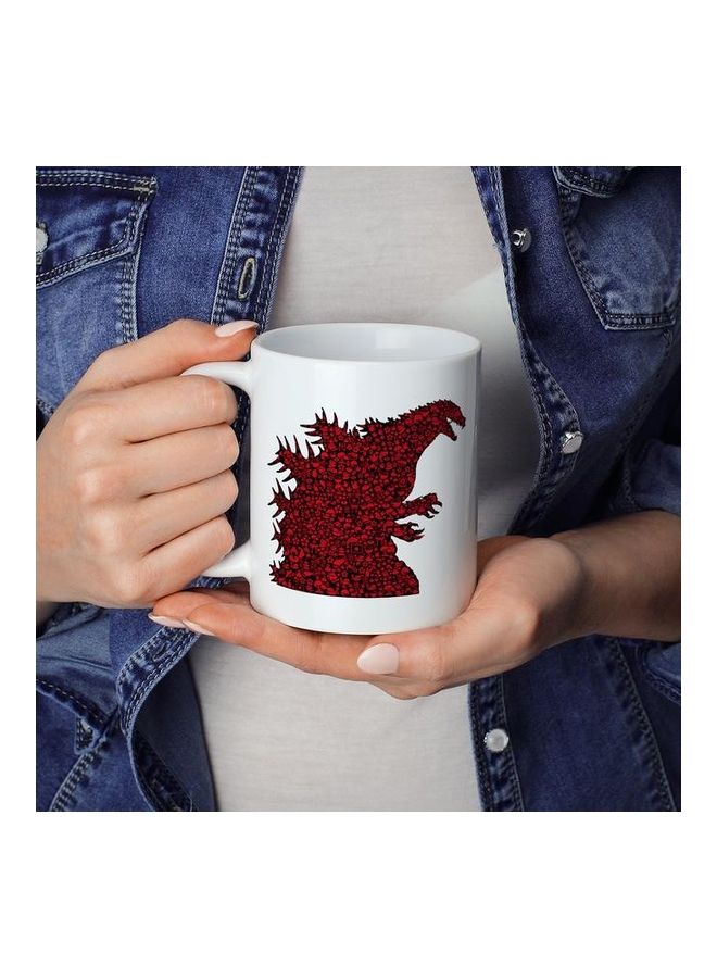 Godzilla Printed Coffee Mug White/Red - Image 3