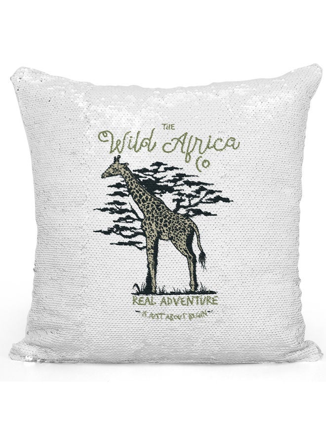 وسادة مزينة بالترتر بتصميم يعبر عن الحياة البرية في أفريقيا متعدد الألوان - Image 1