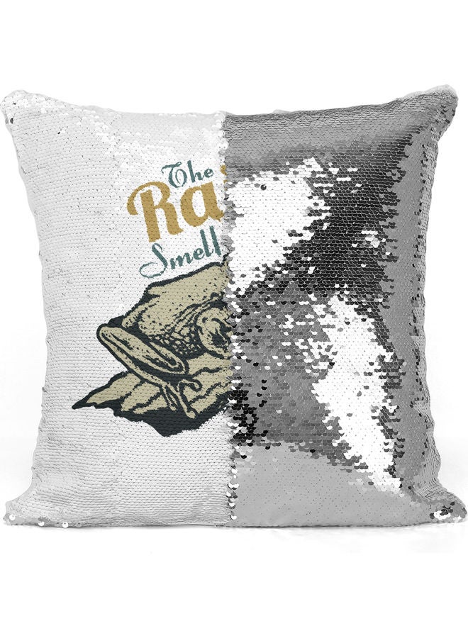 Rain Themed Sequin Decorative Throw Pillow White/Silver/Green - Image 3
