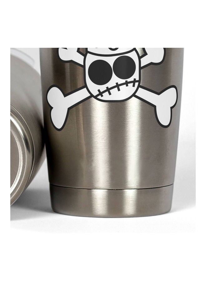 Crown Skull  Stainless Steel Tumbler With Lid Silver - Image 3
