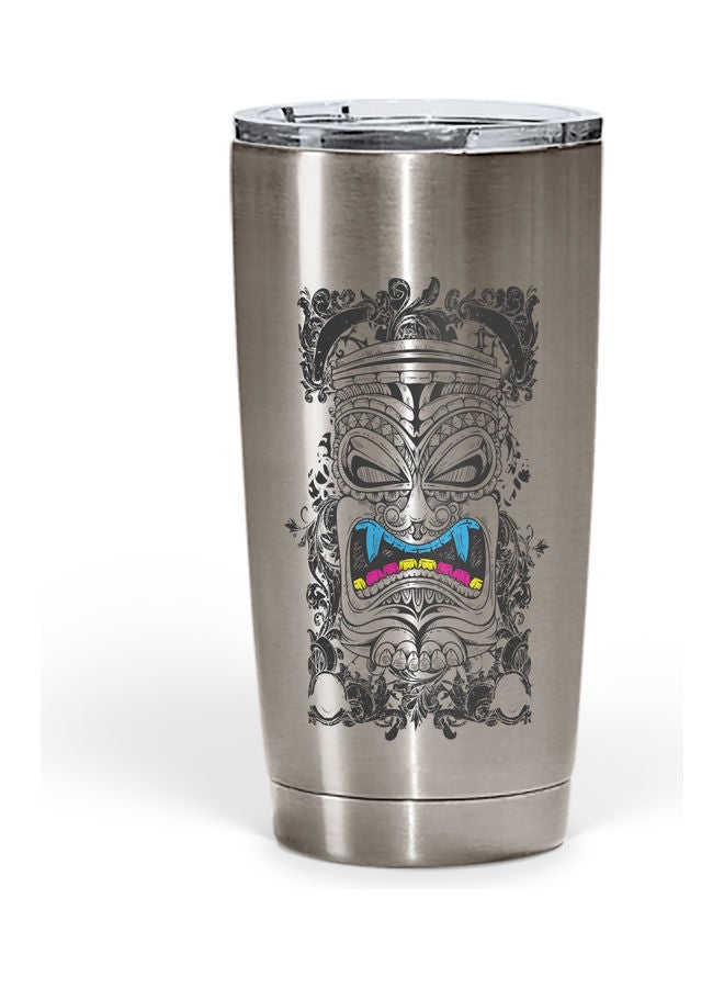 Aztec Mask Design Stainless Steel Tumbler With Lid Multicolour - Image 1