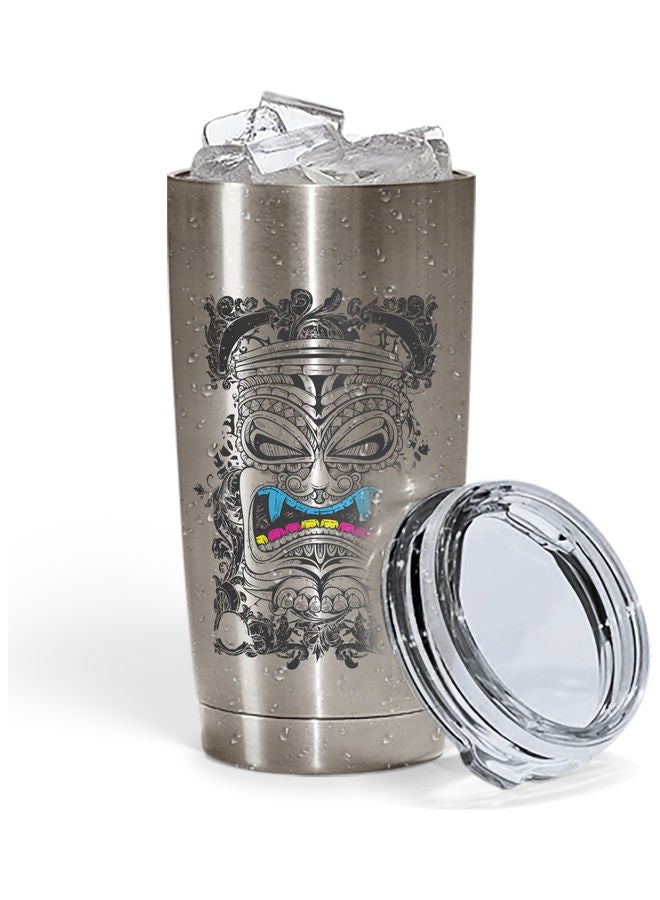 Aztec Mask Design Stainless Steel Tumbler With Lid Multicolour - Image 2