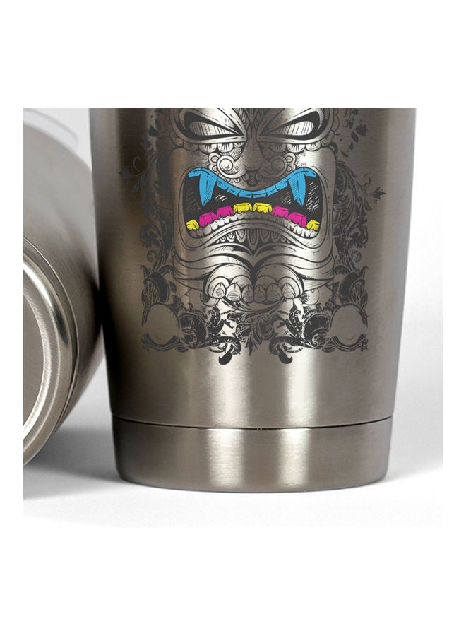 Aztec Mask Design Stainless Steel Tumbler With Lid Multicolour - Image 3