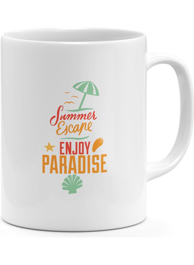 "مج قهوة بطبعة عبارة "Summer Escape Enjoy Paradise" متعدد الألوان - Image 1