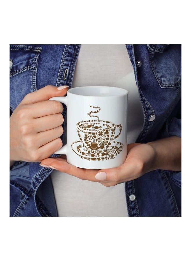 Breakfast Design Coffee Mug White/Brown - Image 3