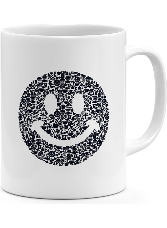 Smile Emoji Creative Printed Coffee Mug White/Black - Image 1