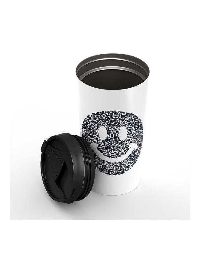 Smile Emoji Creative Stainless Steel Tumbler With Lid Multicolour - Image 2