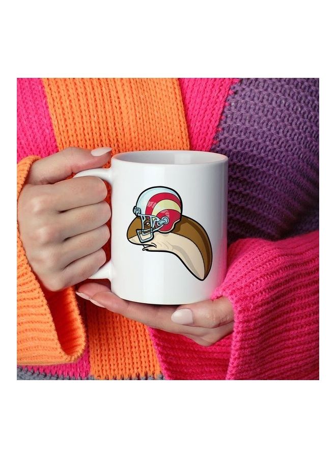 American Football Helmet Printed Coffee Mug White/Brown/Beige - Image 2