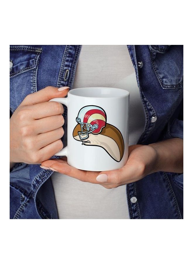 American Football Helmet Printed Coffee Mug White/Brown/Beige - Image 3