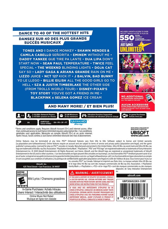 أوبيسوفت لعبة الفيديو "Just Dance" إصدار عام 2021 (إصدار عالمي) - الموسيقى والرقص - بلايستيشن 5 (PS5) - Image 2