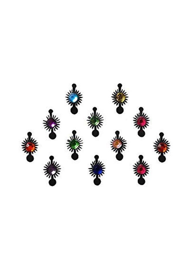 12-Piece Beautiful Stone Bindi Set Multicolour - v1626722610/N49237552A_1