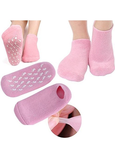 Spa Moisturizing Gel Socks Pink/White