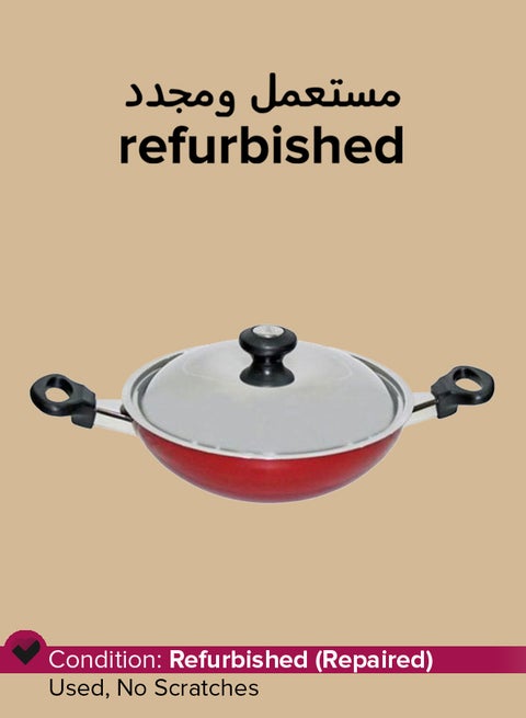 Refurbished - Flat Bottom Kadai Red