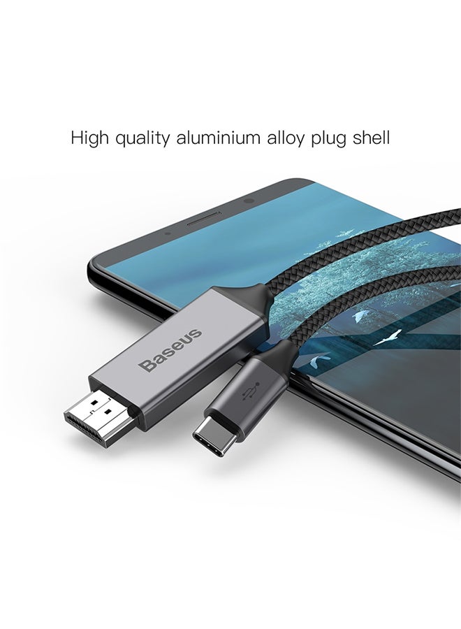 Baseus USB C to HDMI Cable USB Type C to 4K 60Hz HDMI Cable Adapter for Home Office, for MacBook Pro/iPad Pro 2020 2019, Surface Book 2, Dell XPS 15, Samsung S10, S9 Plus, 1.8M Grey - Image 3