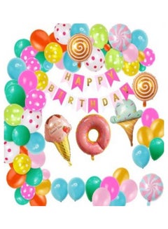 72-Piece Candy Land Ice Cream Lollipop Donut Theme Balloon and Happy Birthday Banner for Kids - v1626755916/N49300927A_1