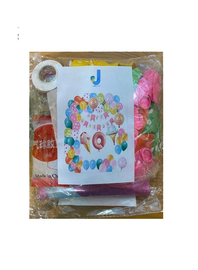 جوليتي إل إل سي 72 قطعة من بالونات كاندي لاند آيس كريم لوليبوب دونات ولافتة عيد ميلاد سعيد للأطفال - Image 2